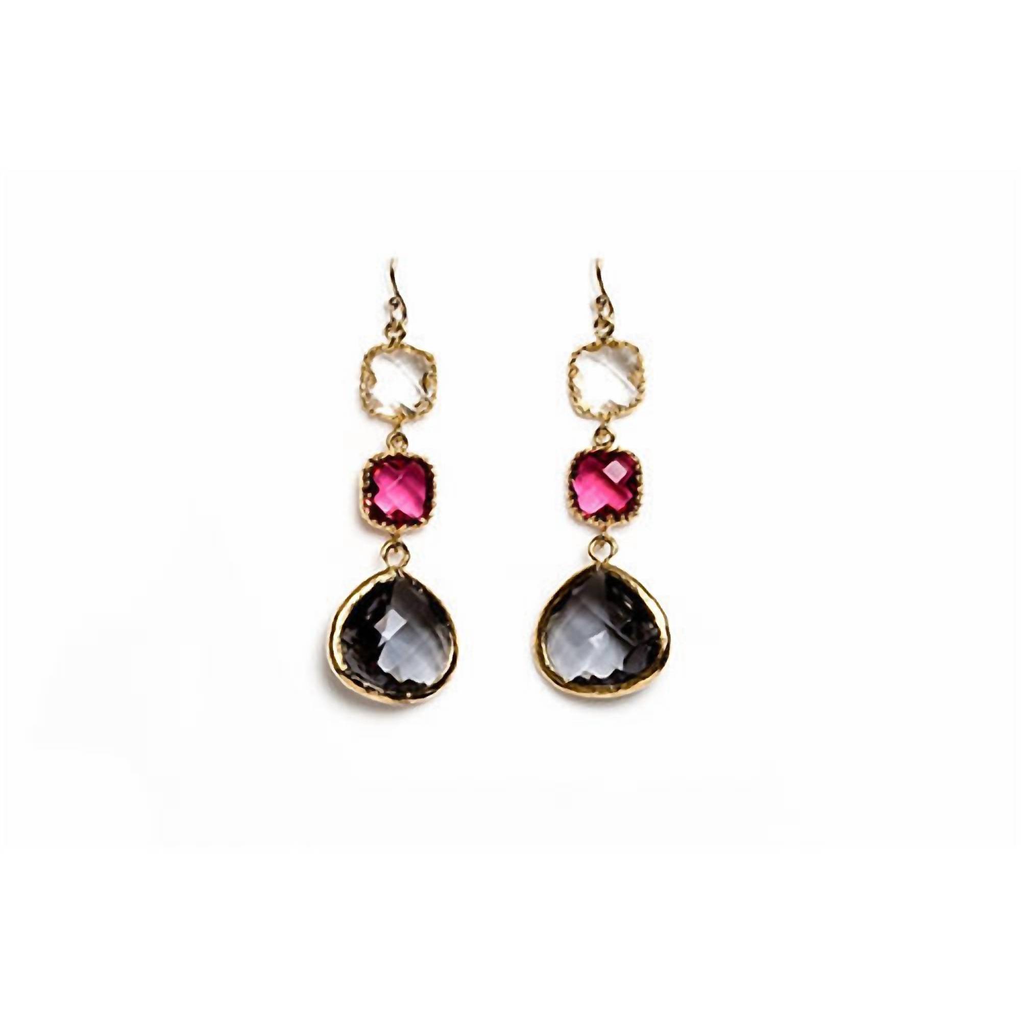New Avenue Chic Women's Three Drop Earrings In Purple